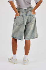 Ladies Baggy Denim Jort - Antique Wash