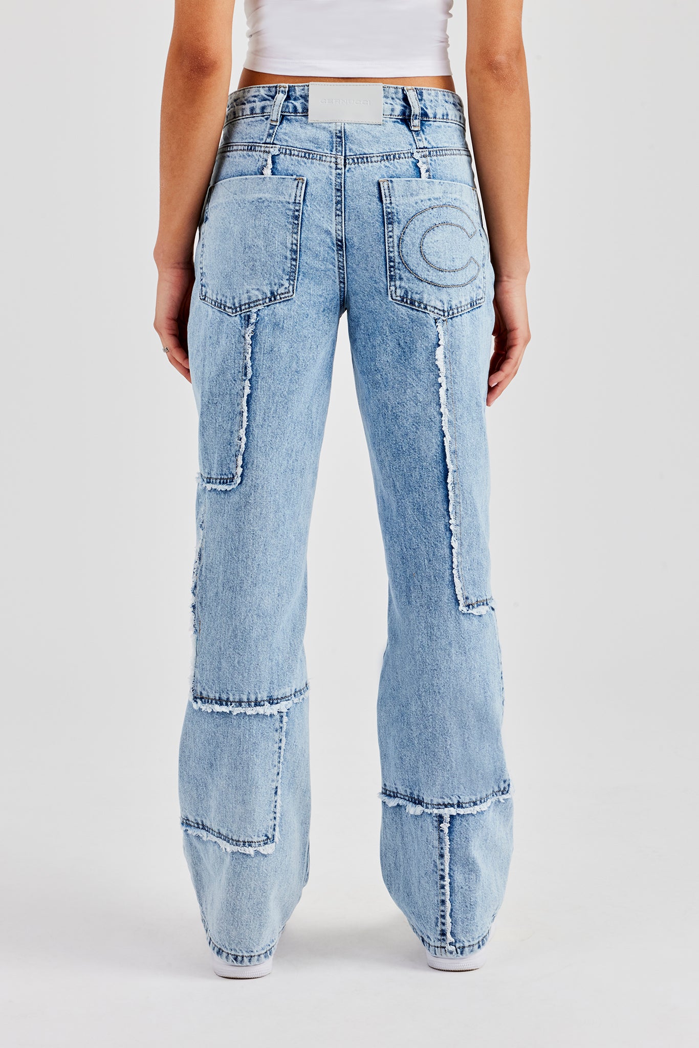 Relaxed Raw Edge Detail Jeans - Ice Blue