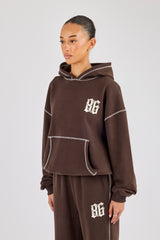 Distressed 86 Oversized Hoodie - Chocolate