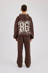 Distressed 86 Oversized Hoodie & Wide Leg Jogger - Chocolate