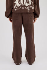Distressed 86 Wide Leg Jogger - Chocolate