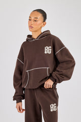 Distressed 86 Oversized Hoodie - Chocolate