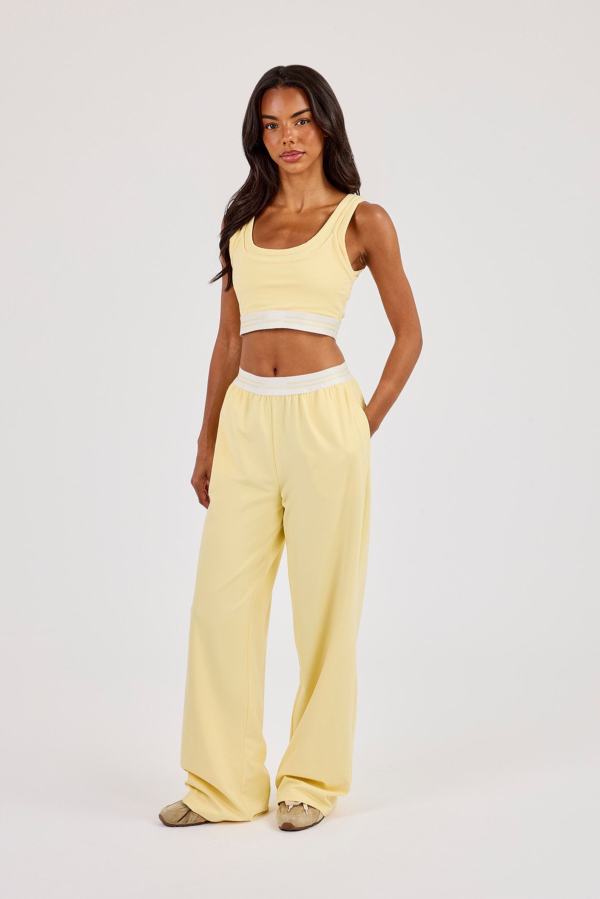 Double Layer Crop Top - Butter Yellow