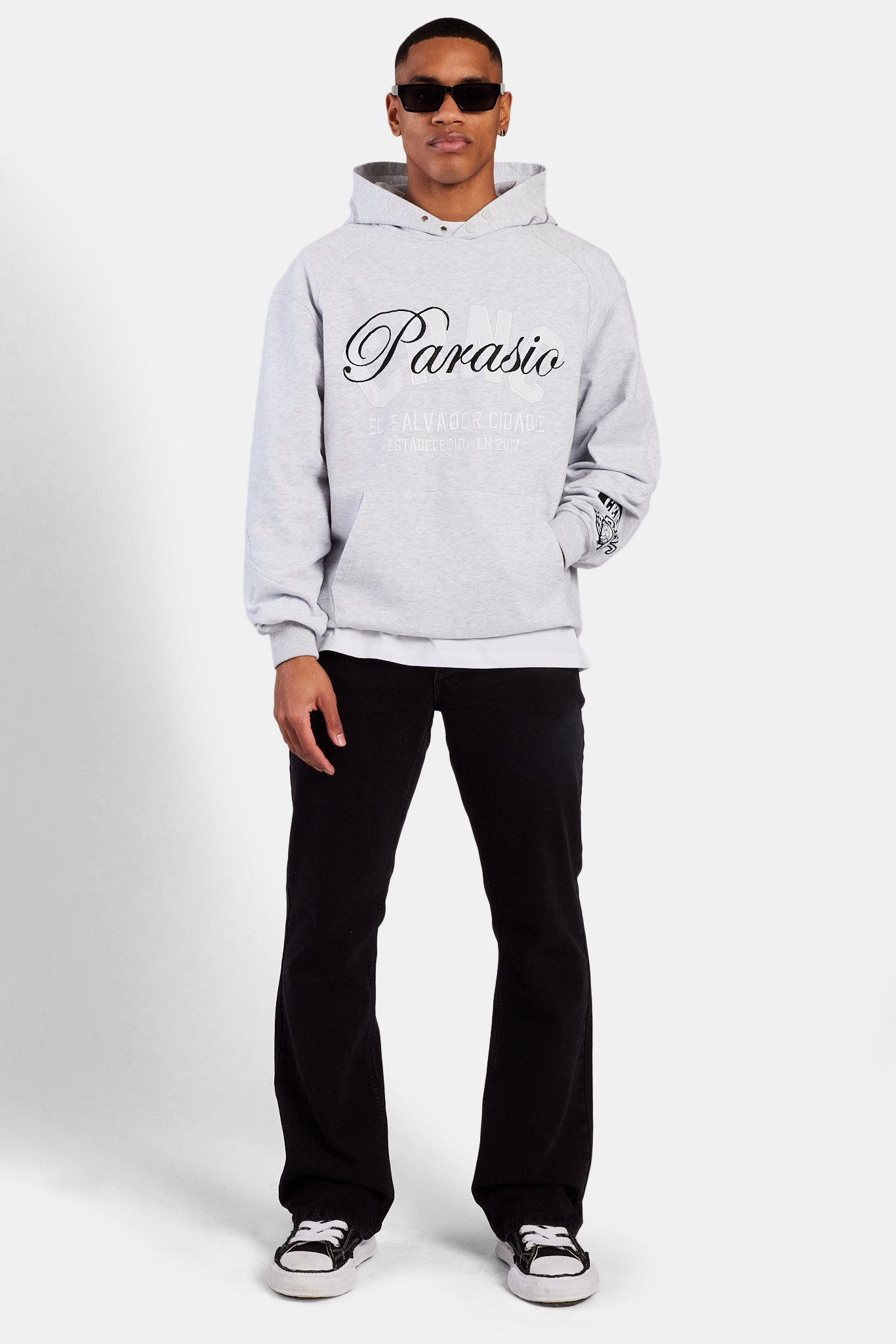 Slim Fit Flare Jeans mit C - Verwaschenes Schwarz