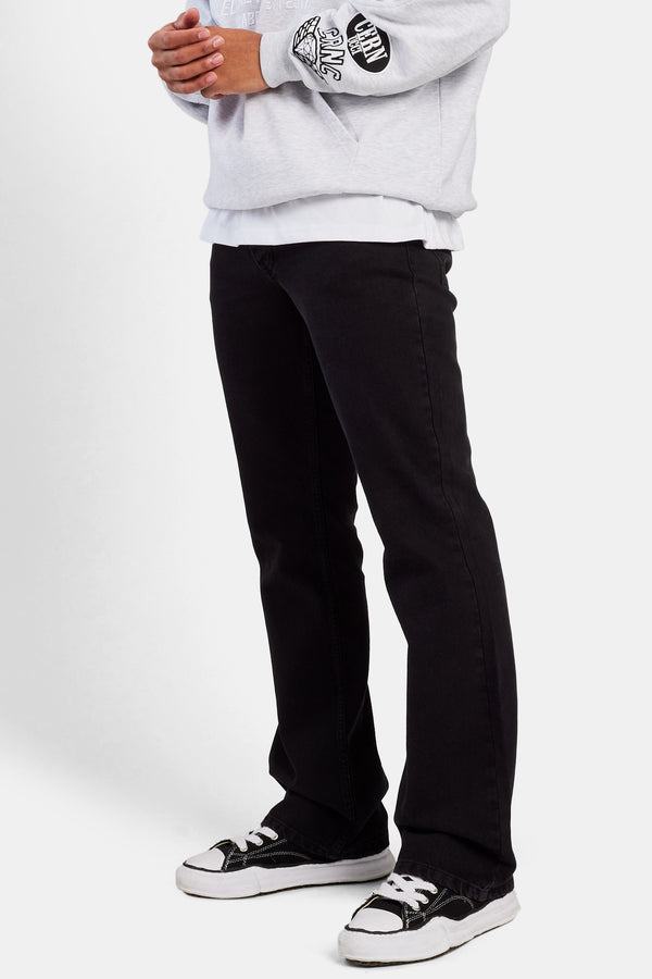 Slim Fit Flare Jeans With C  - Washed Black