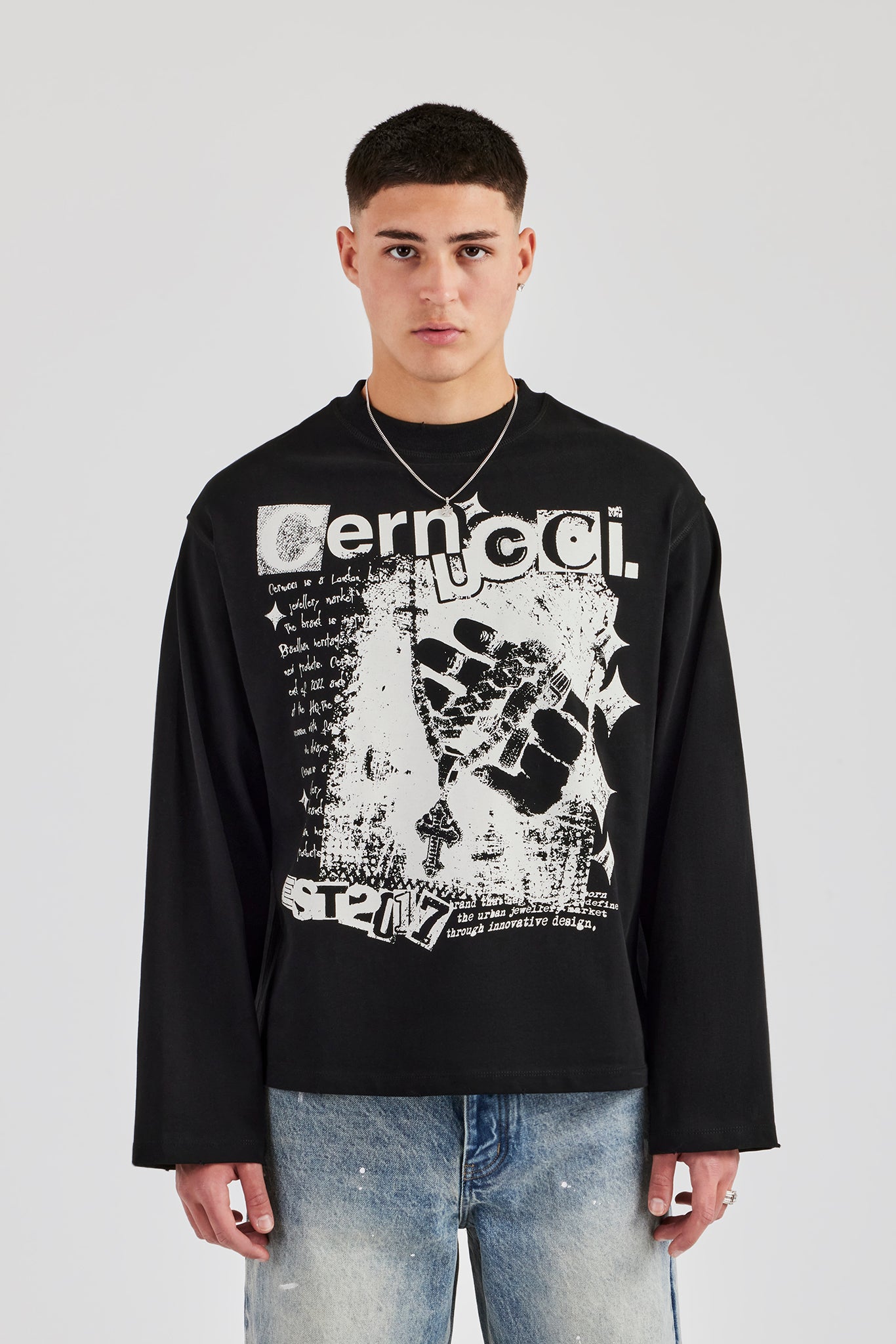 Boxy Long Sleeve T-Shirt - Black | Mens Tees & Vests | Shop T