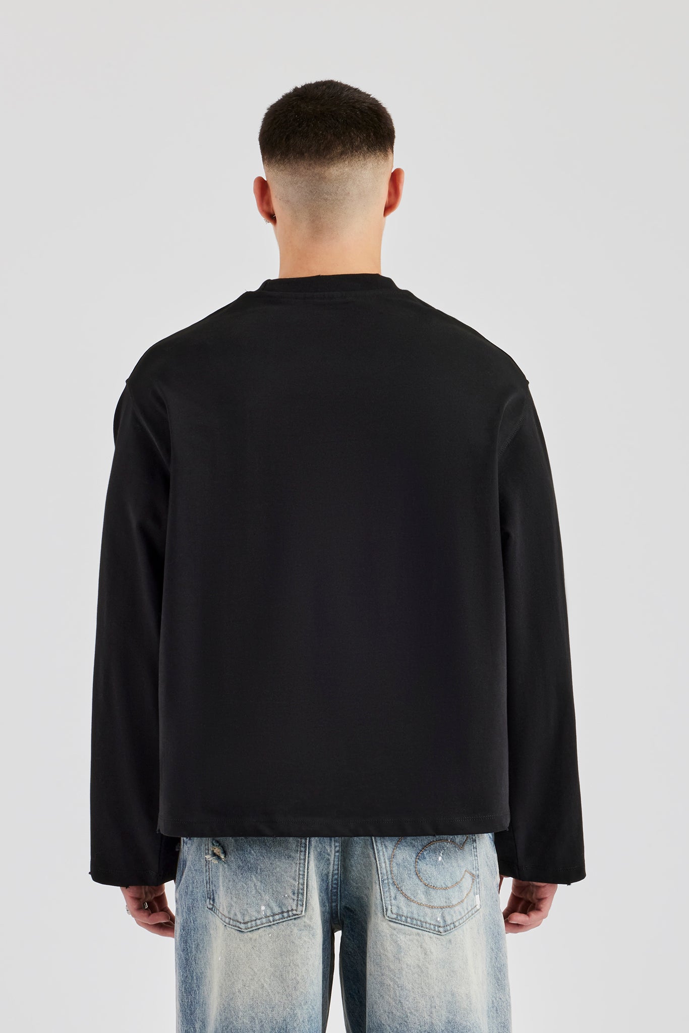 Boxy Long Sleeve T-Shirt - Black | Mens Tees & Vests | Shop T
