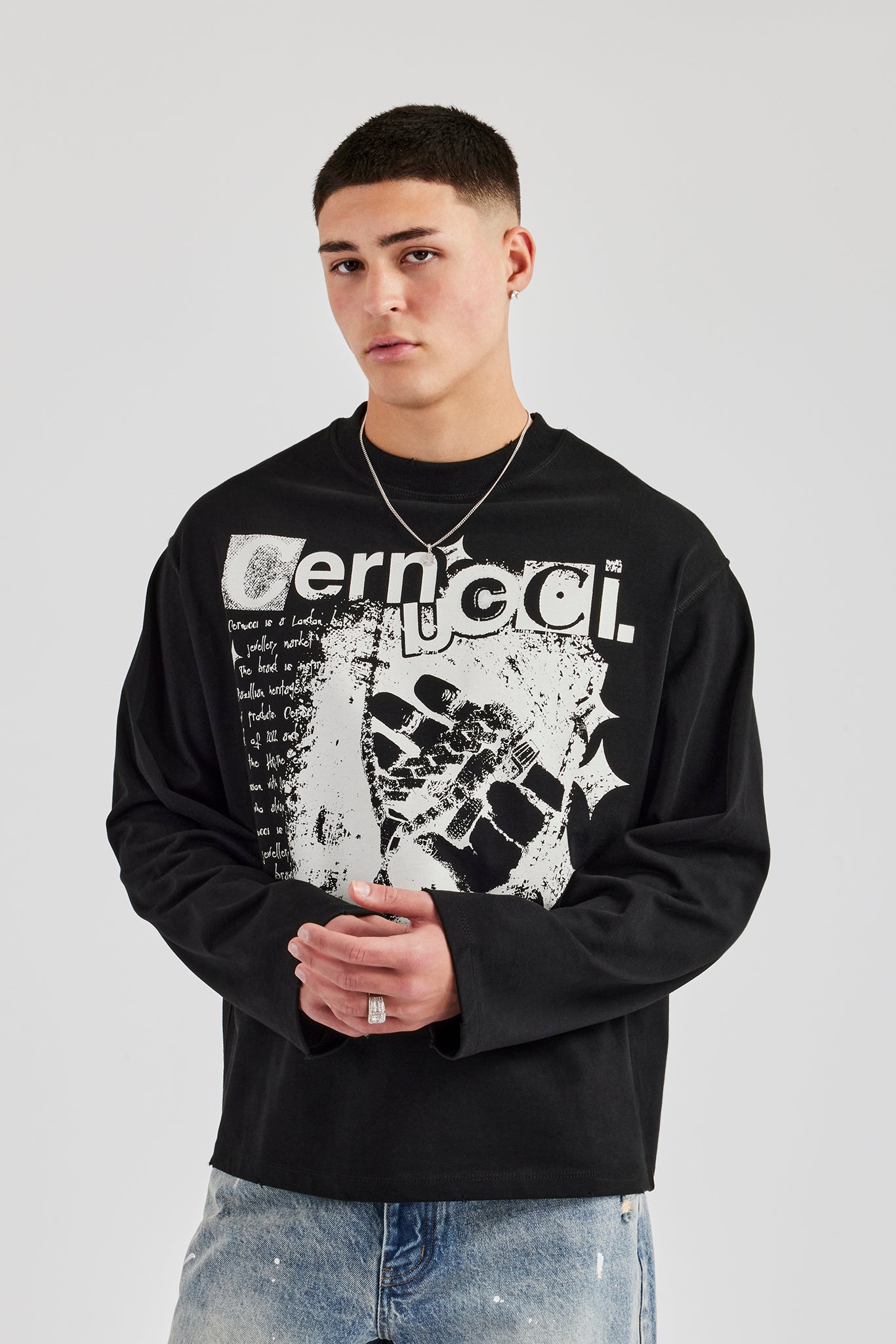 Boxy Long Sleeve T-Shirt - Black | Mens Tees & Vests | Shop T