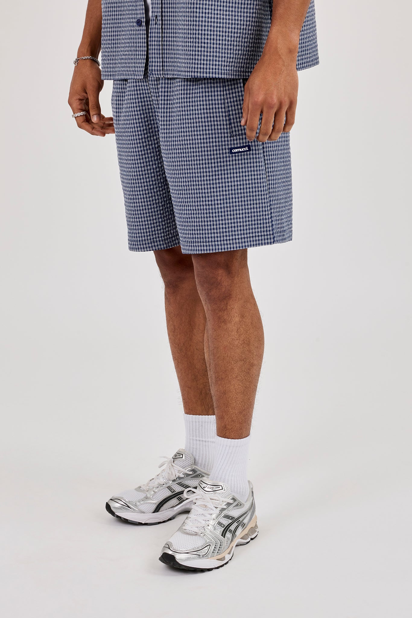 Relaxed Check Short - Navy