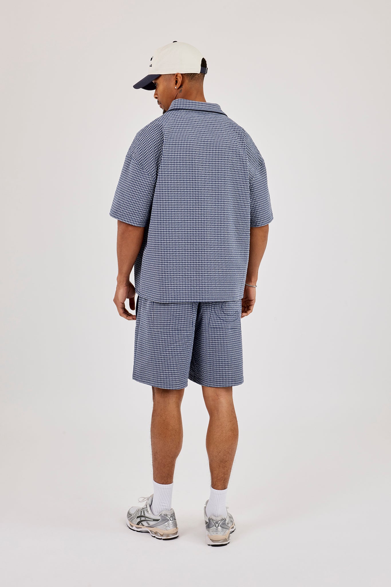 Short Sleeve Boxy Check Shirt & Relaxed Short - Navy