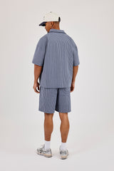 Short Sleeve Boxy Check Shirt & Relaxed Short - Navy