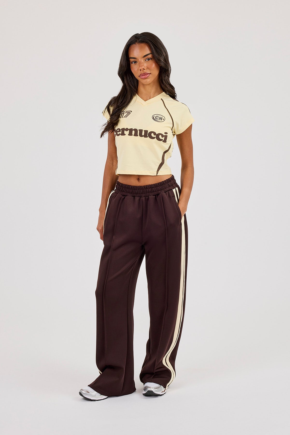 Panelled Fitted Football Baby Tee - Butter Yellow