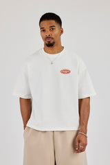 Boxy Cernucci Motors Print T-Shirt - Off White