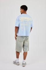 Boxy Carioca Palm Graphic T-Shirt - Blue