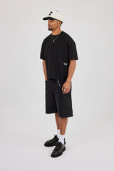 Boxy Fit T-Shirt With Micro Branding - Black