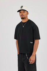 Boxy Fit T-Shirt With Micro Branding - Black