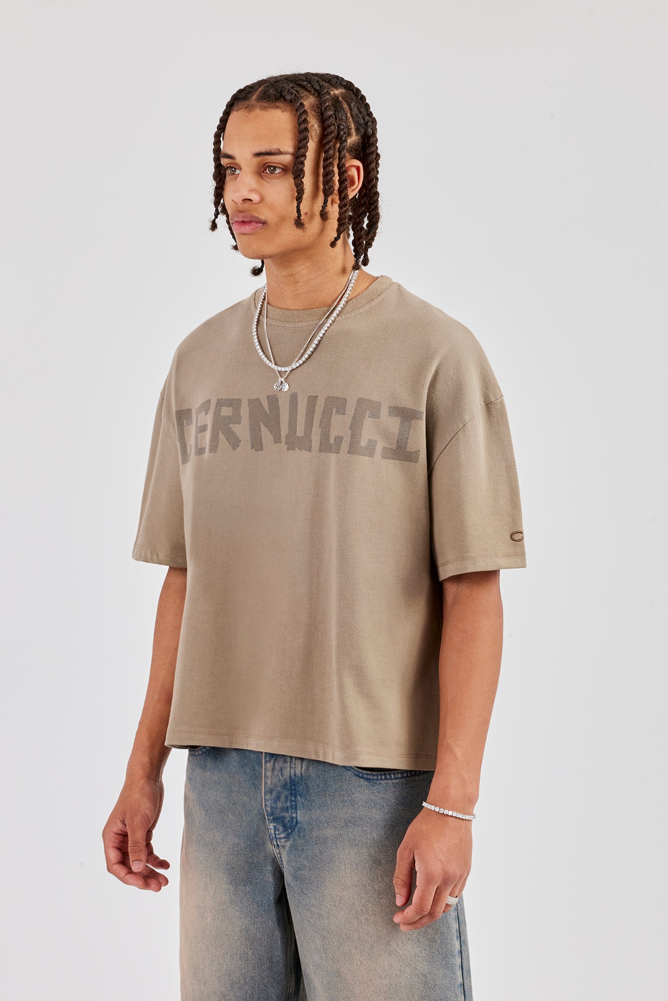 Cernucci Print Boxy T-Shirt - Taupe