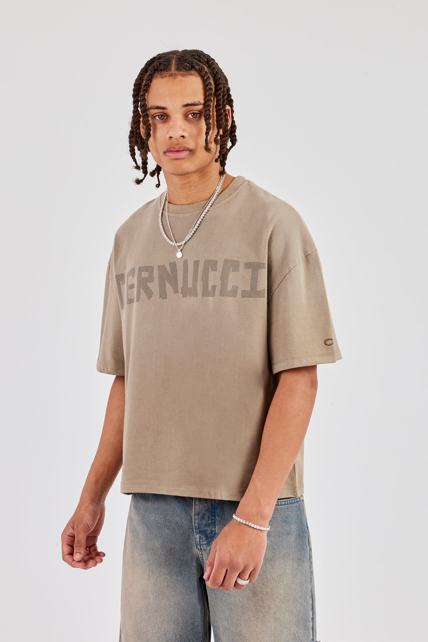 Cernucci Print Boxy T-Shirt - Taupe