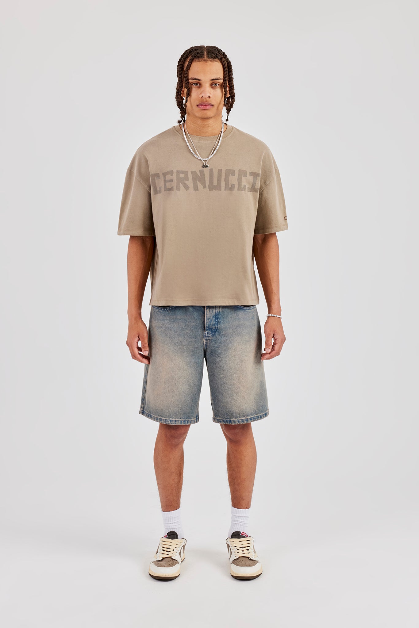 Cernucci Print Boxy T-Shirt - Taupe