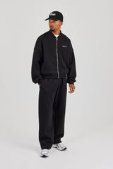 Bomberjacke mit Logo-Tab und lässiger Jogginghose - Schwarz