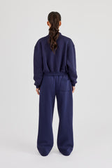 Bomberjacke und Jogginghose mit weitem Bein und Logo-Tab-Nahtdetail – Marineblau