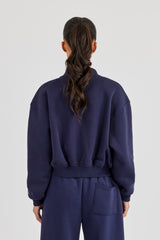 Logo Tab Seam Detail Bomber - Navy Blue