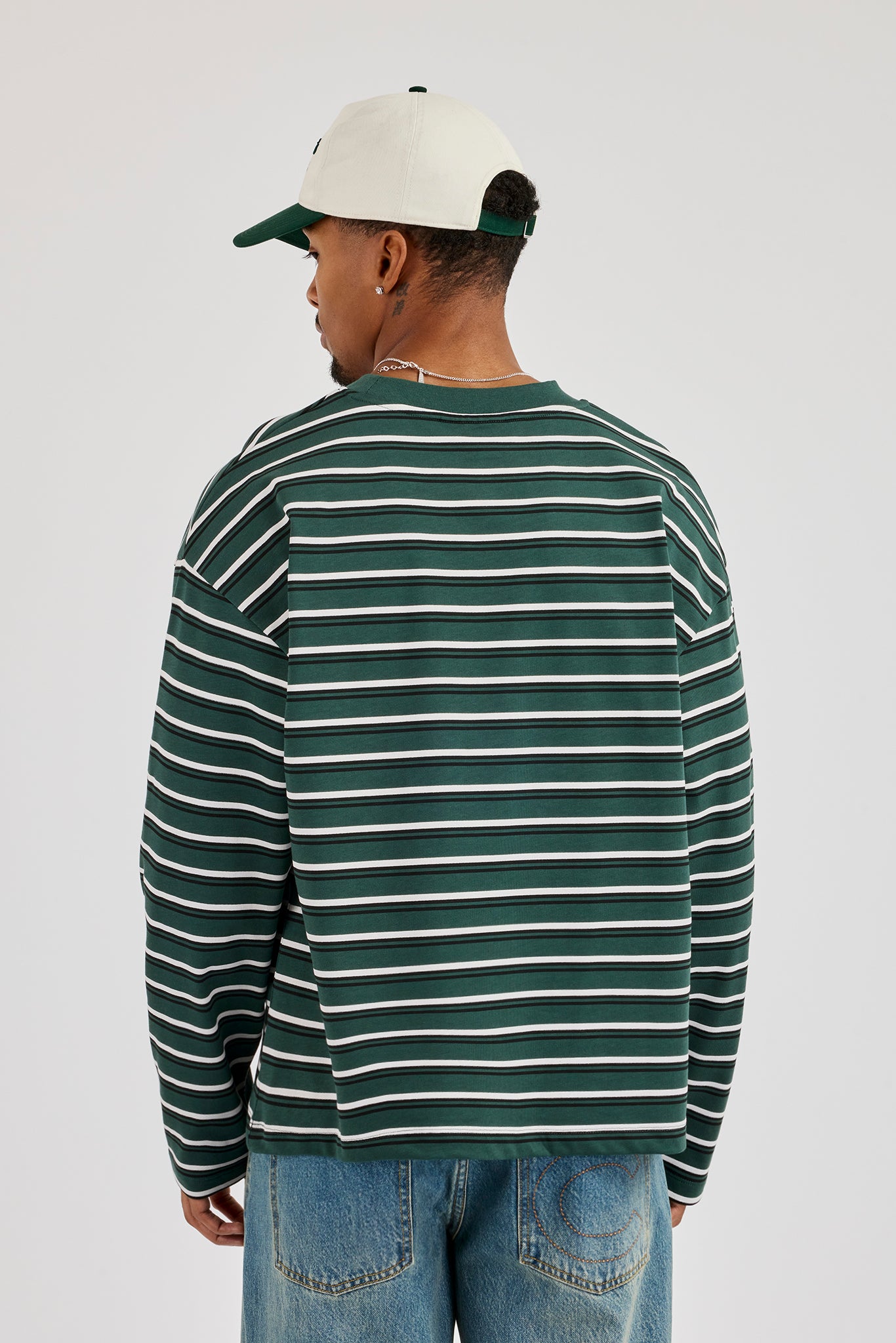 Stripe Logo Embroidered T-Shirt - Forest