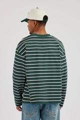 Stripe Logo Embroidered T-Shirt - Forest