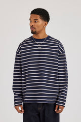 Stripe Logo Embroidered T-Shirt - Navy