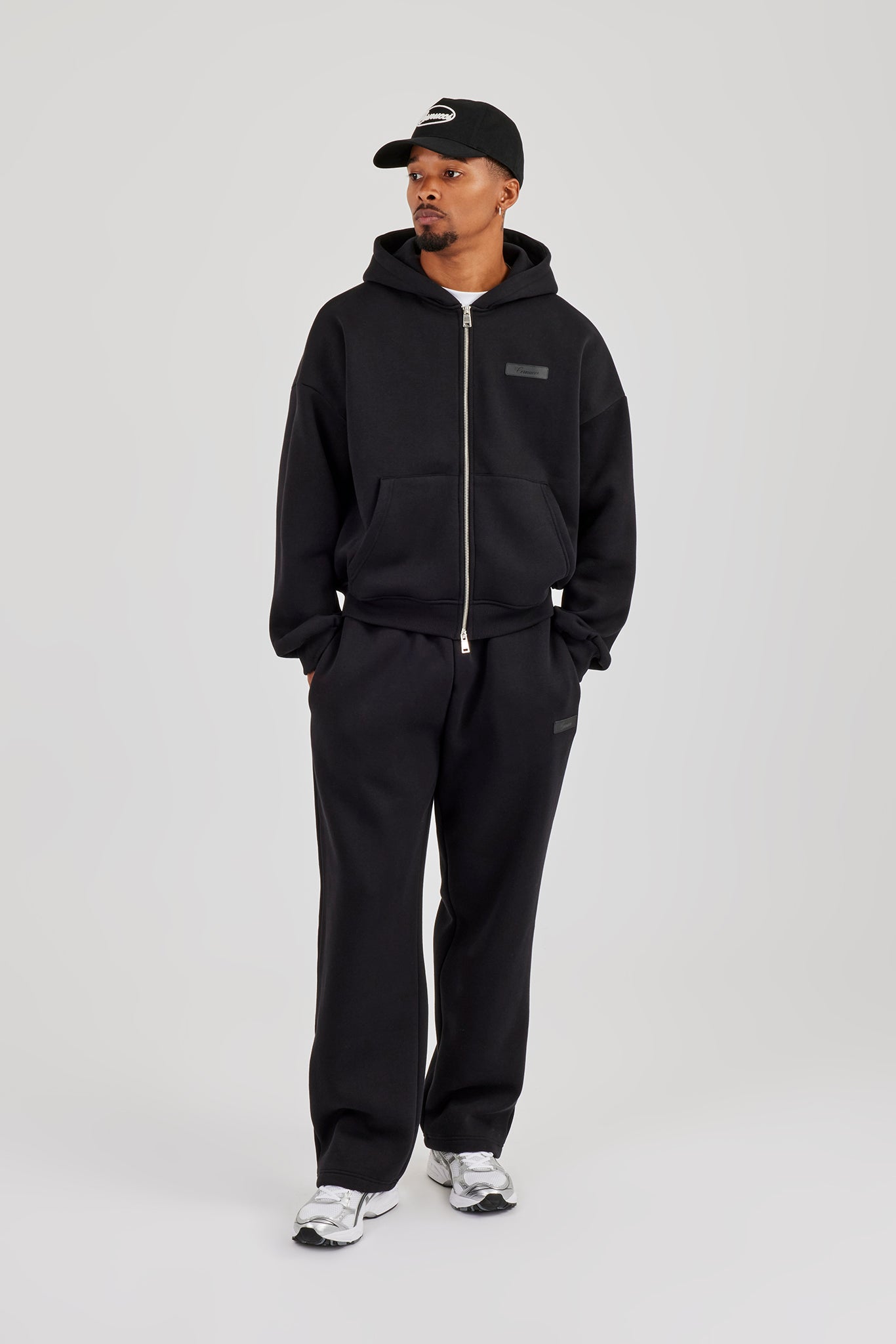 Logo Tab Zip Hoodie & Relaxed Jogger - Black