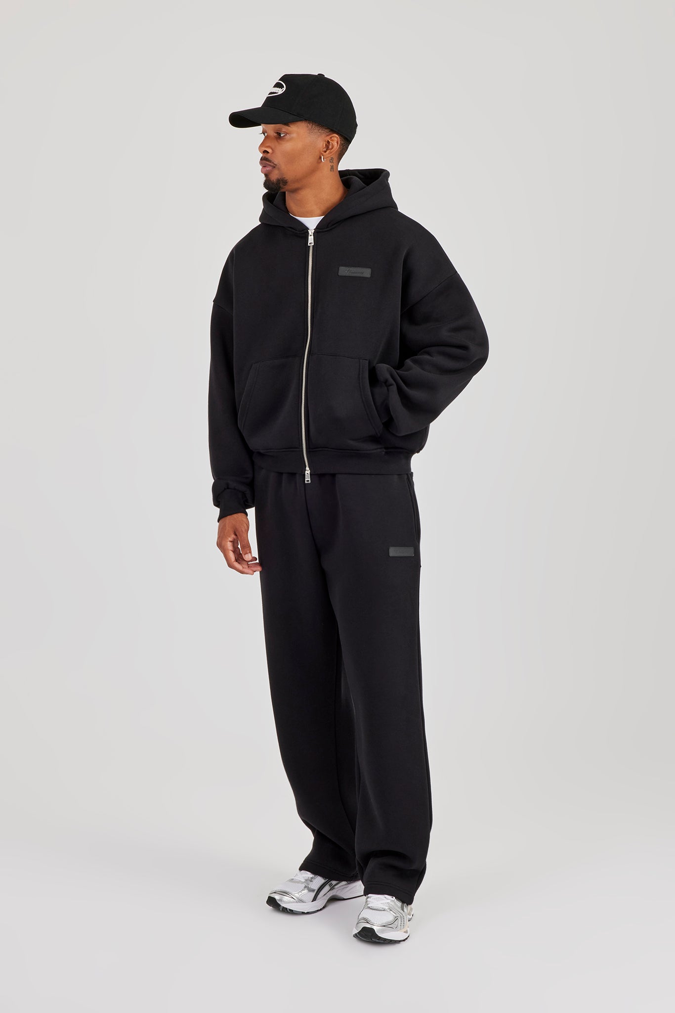 Logo Tab Zip Hoodie & Relaxed Jogger - Black