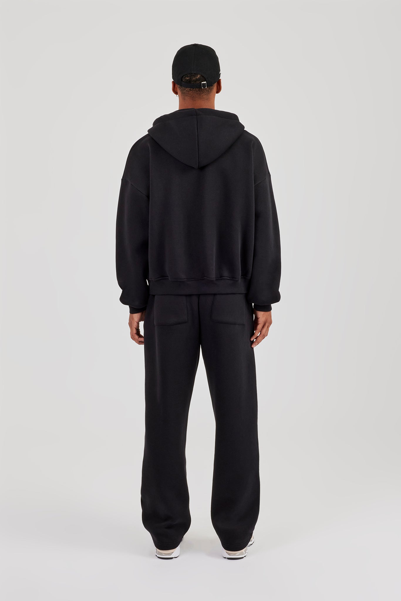 Logo Tab Zip Hoodie & Relaxed Jogger - Black