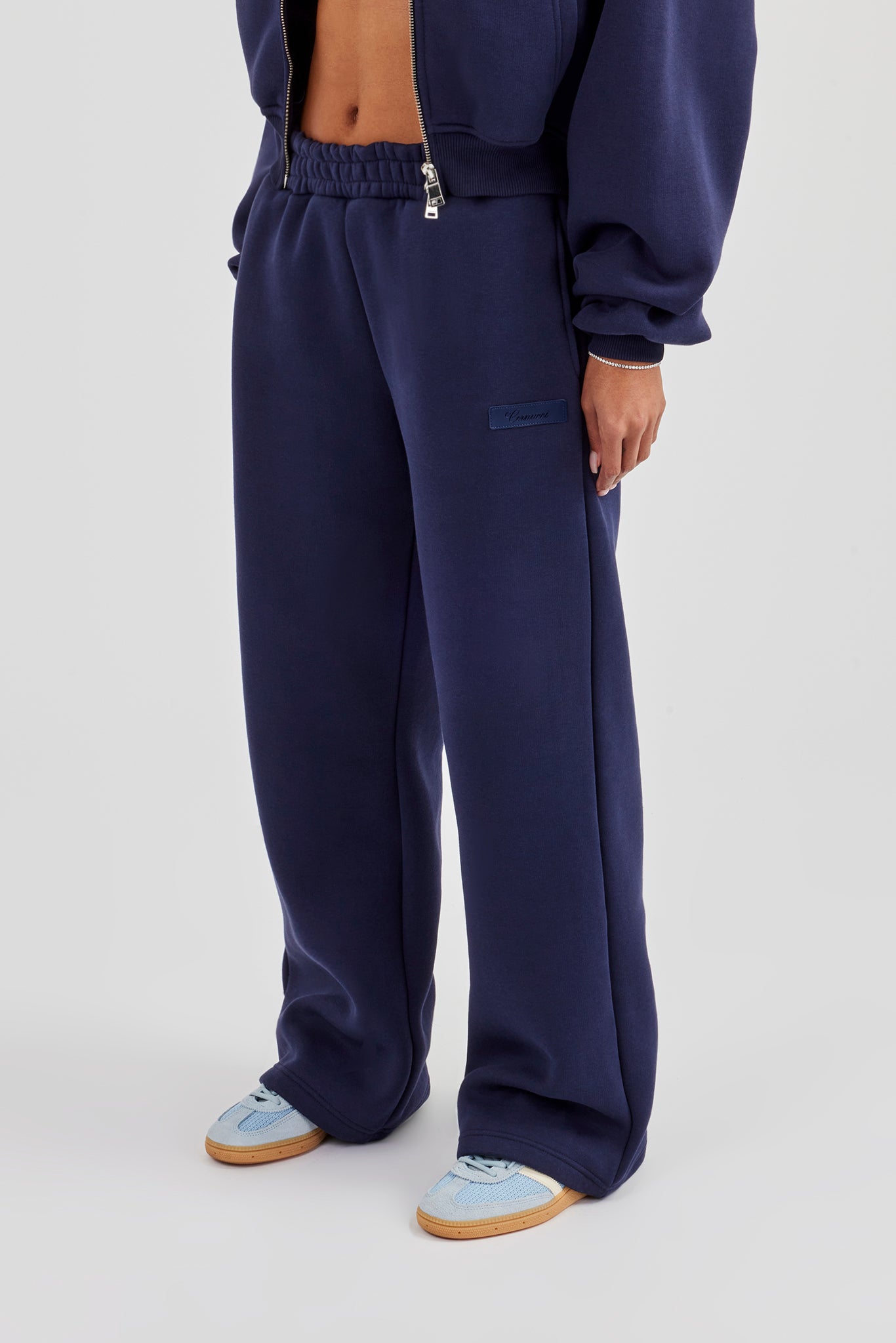 Logo-Tab Jogginghose mit weitem Bein - Marineblau