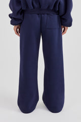 Logo Tab Wide Leg Jogger - Navy Blue