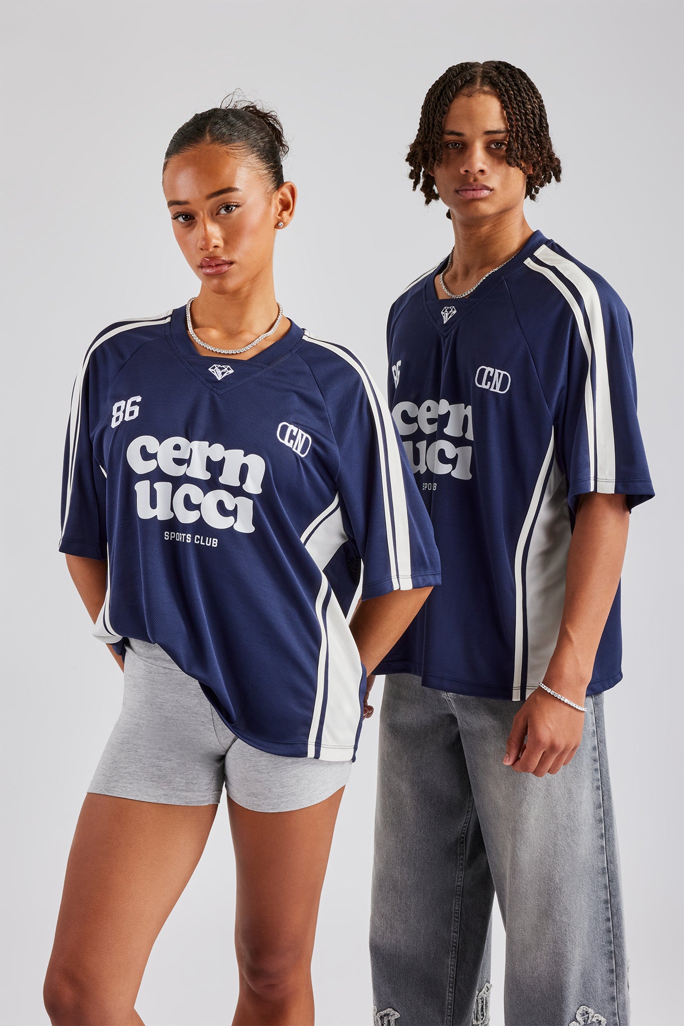 Cernucci Embroidered Football Top - Navy | Mens Tees & Vests