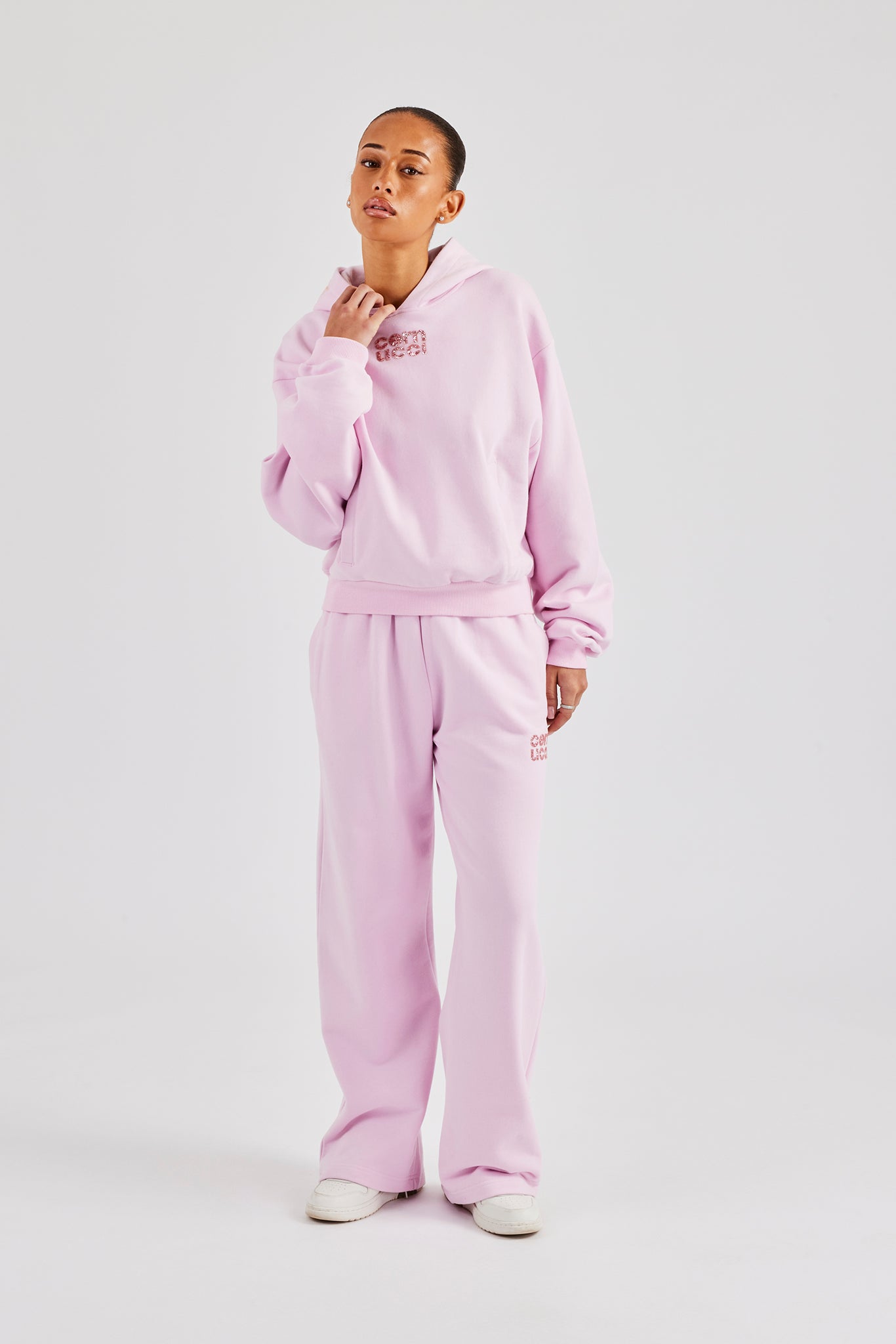 Glitter Applique Wide Leg Jogger - Pink | Womens Joggers | Shop