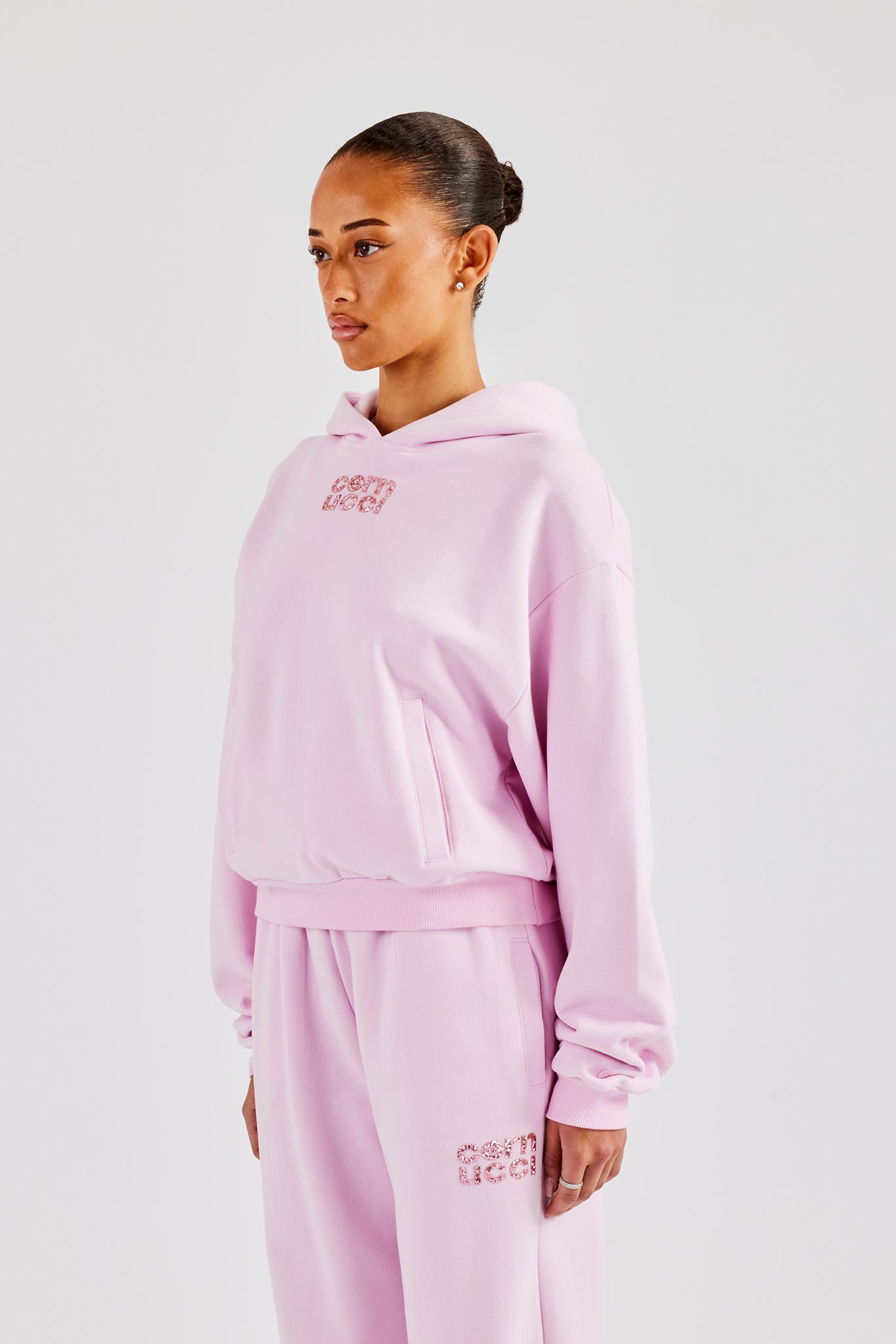 Glitter Applique Boxy Hoodie - Pink | Womens Hoodies & Sweats