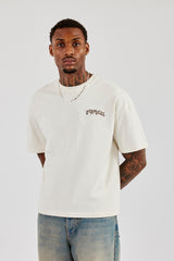 Regular T-Shirt mit Puff-Print auf der Rückseite – Off White