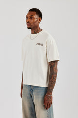 Regular T-Shirt mit Puff-Print auf der Rückseite – Off White