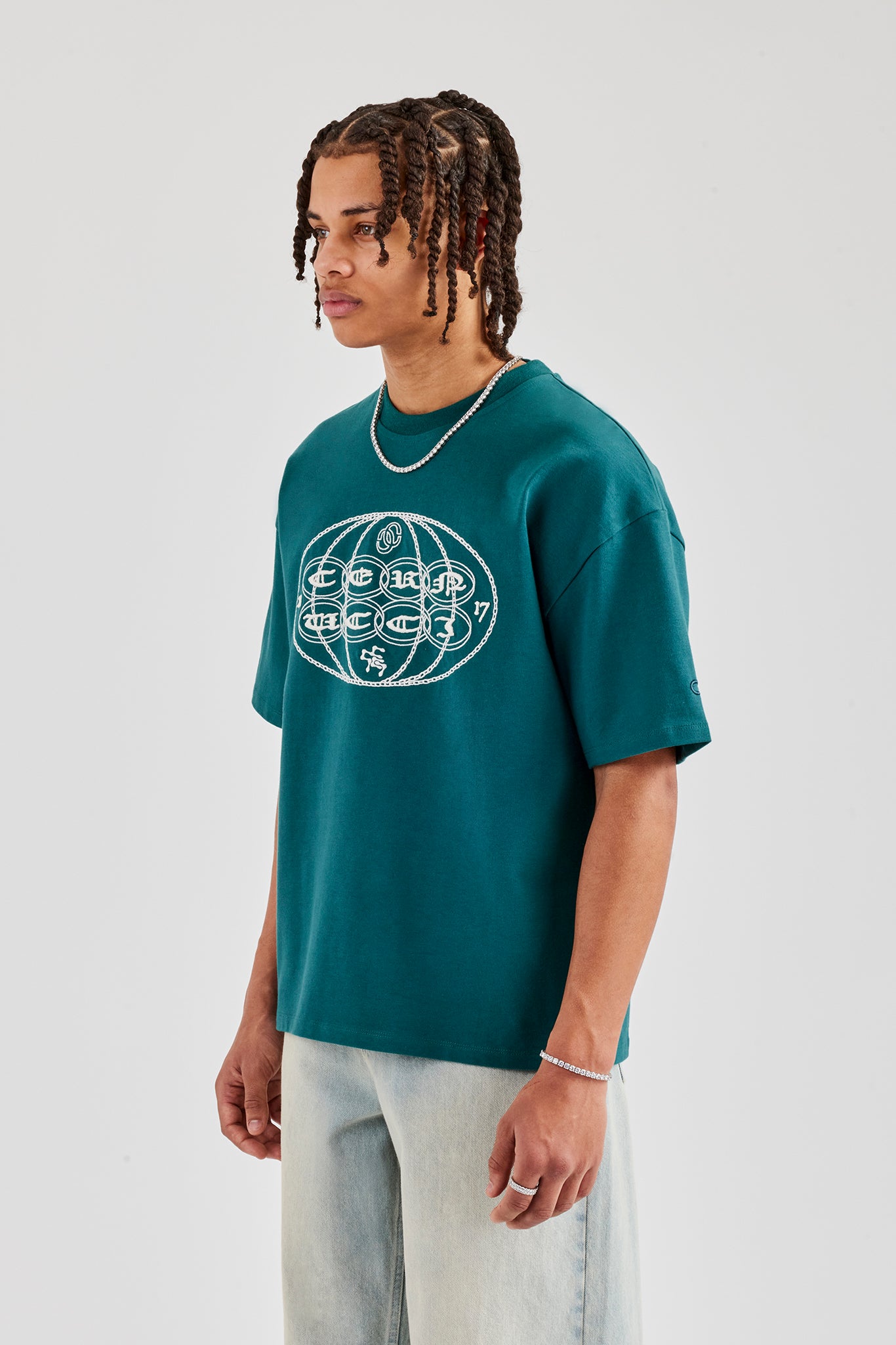 Boxy Fit CC Chain T-Shirt - Green | Mens Tees & Vests | Shop T