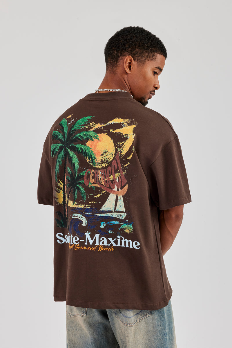 Sainte Maxime Oversize-T-Shirt - Schokolade