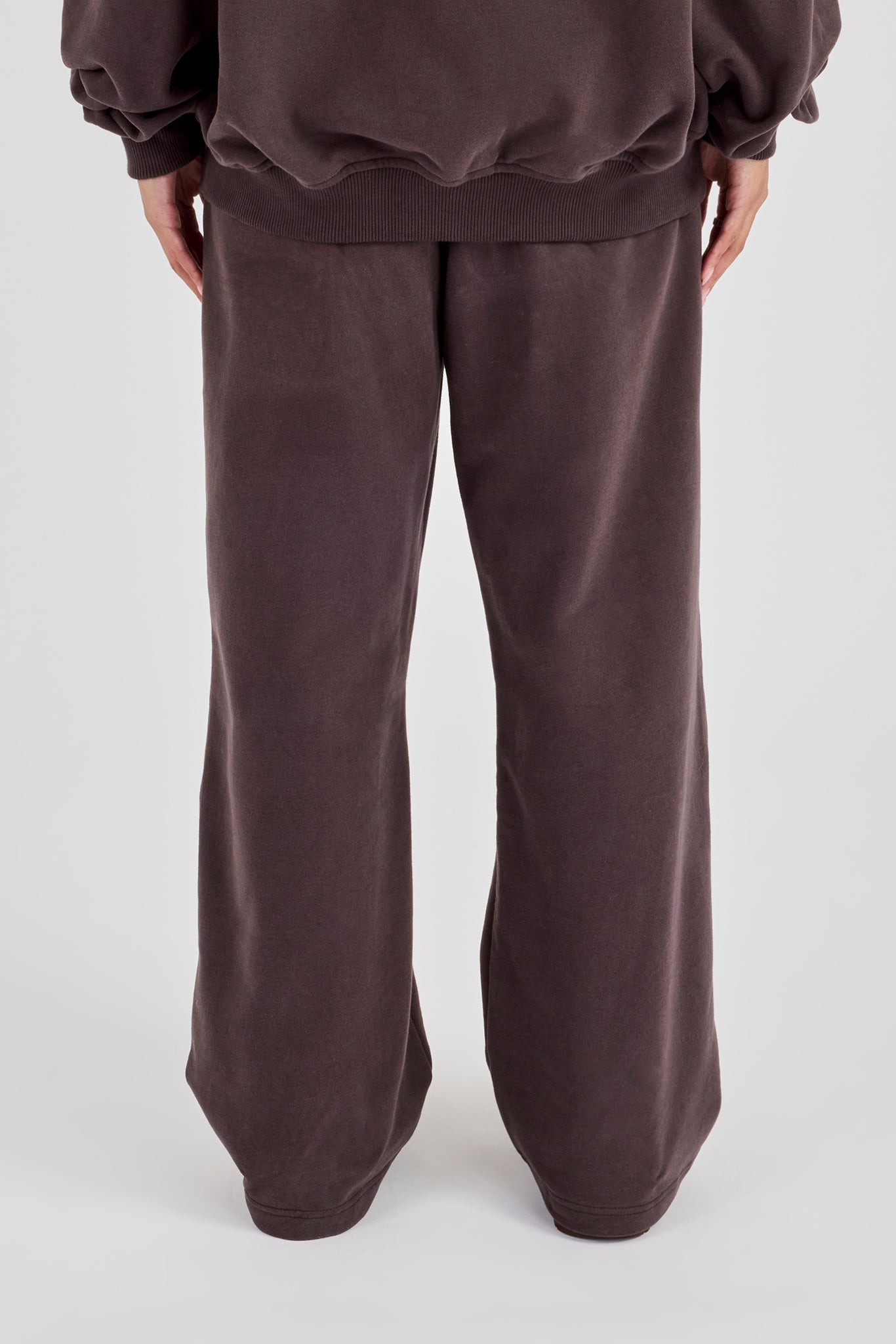 C Embroidered Wide Leg Jogger - Coffee