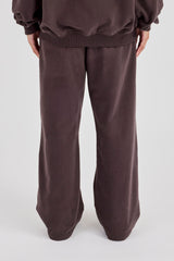 C Embroidered Wide Leg Jogger - Coffee
