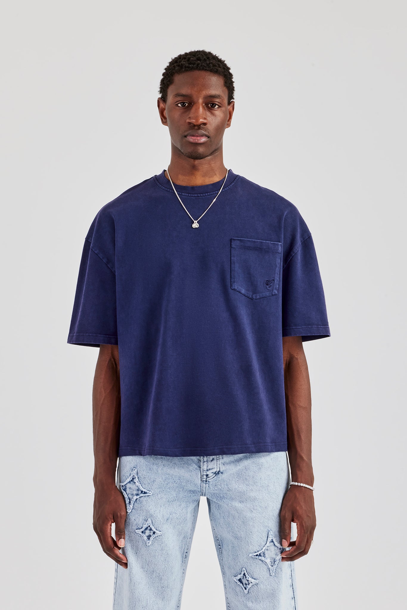 Boxy Washed Pocket Detail T-Shirt