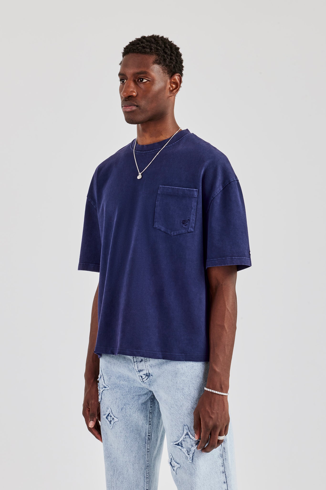 Boxy Washed Pocket Detail T-Shirt