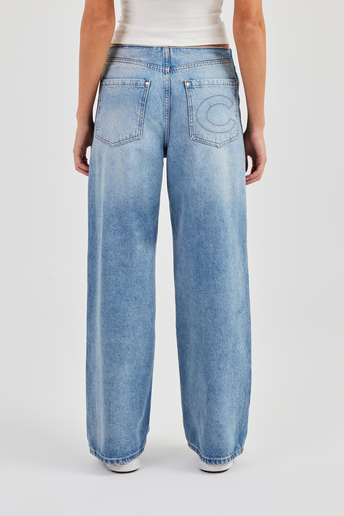 Panelled Baggy Jean - Washed Blue