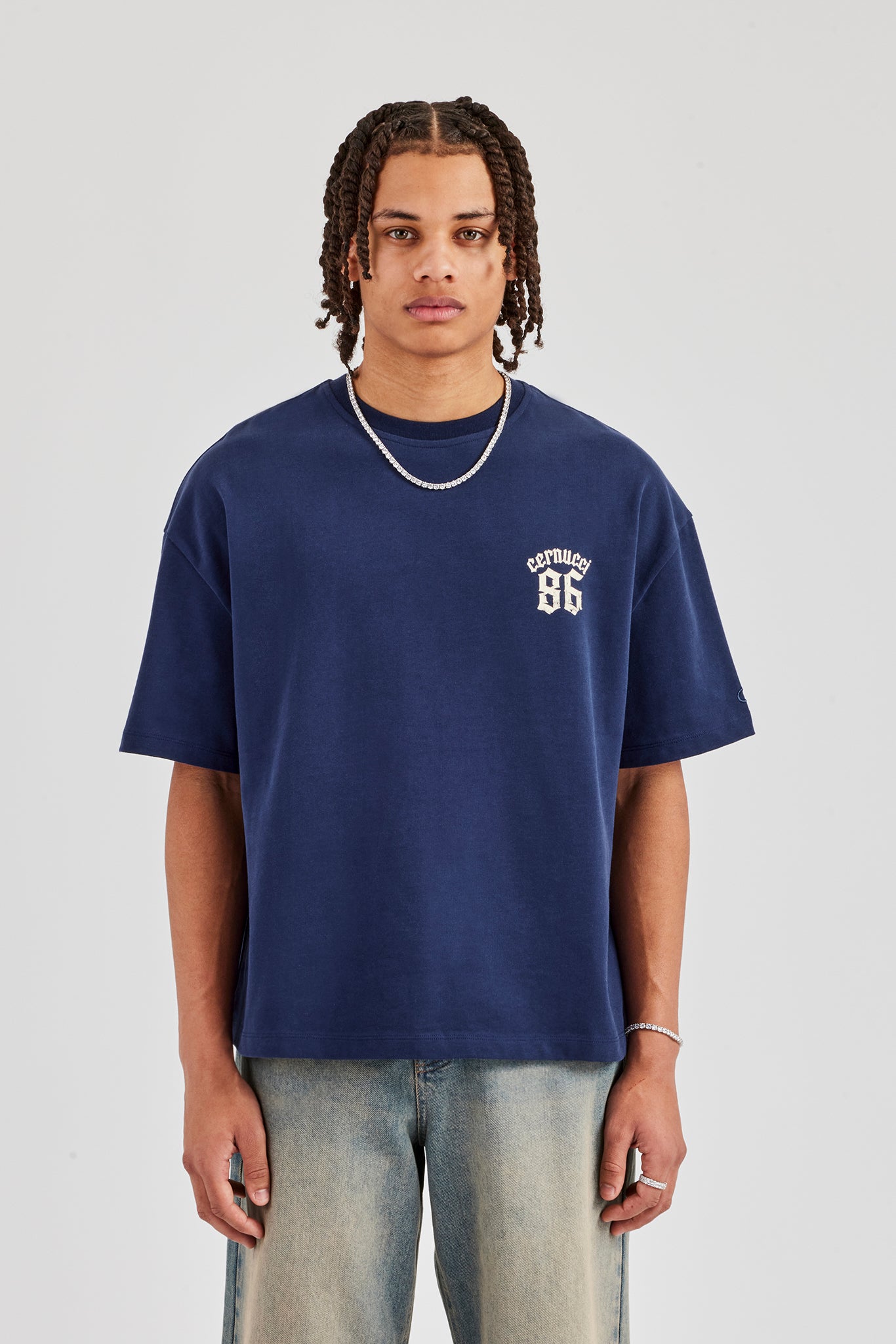OLDFOLKHOUSE Circle Logo Studs Tシャツ　Navy OLD FOLK HOUSE【オールドフォークハウス】｜O WEB STORE
