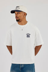 86 Back Print Boxy T-Shirt - Off White