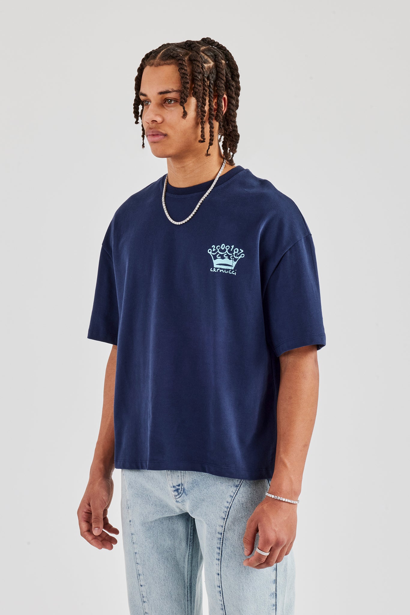 CNC 17 Boxy T-Shirt - Navy Blue | Mens Tees & Vests | Shop T