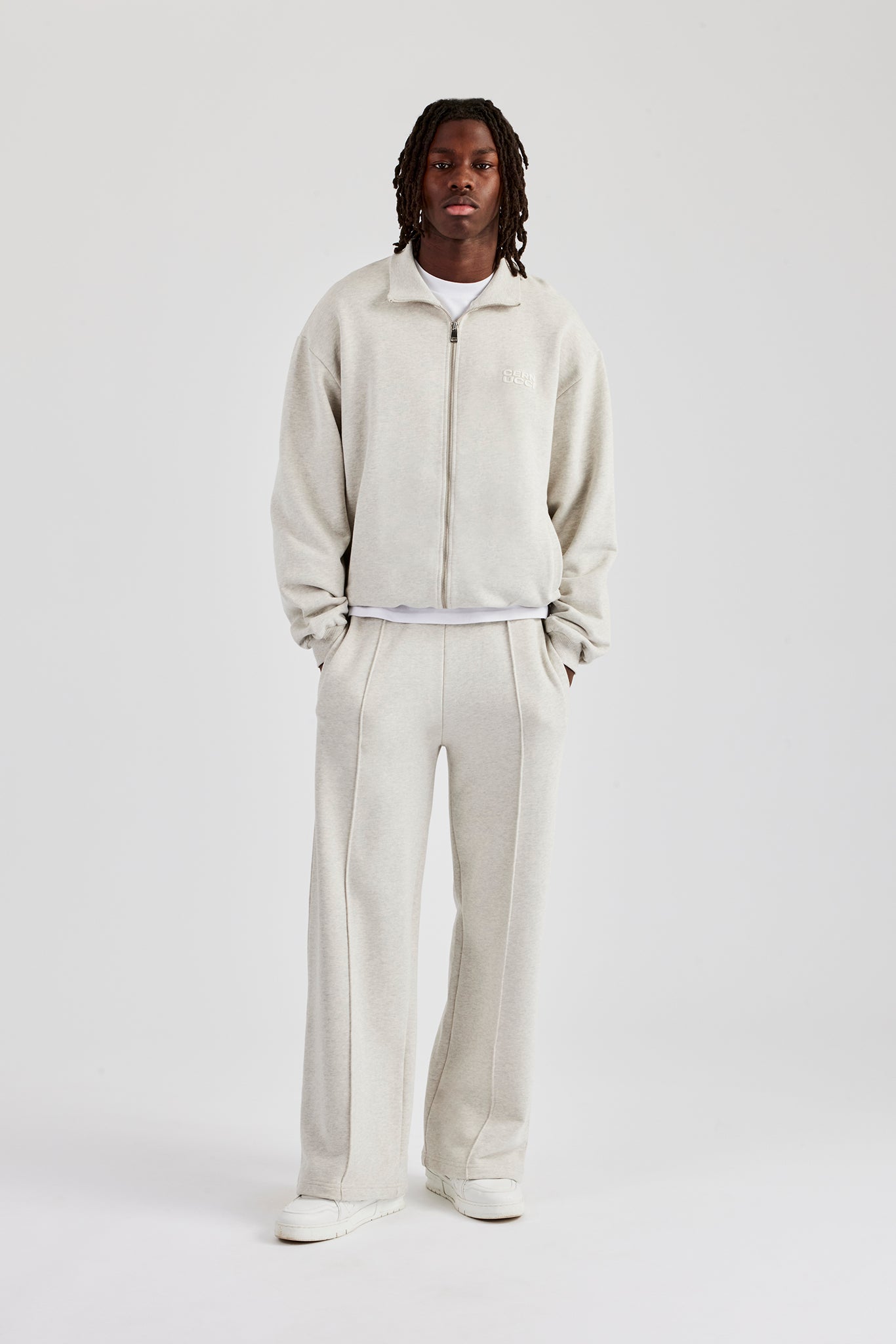 Jerseyjacke mit Trichterhalsausschnitt – Aschgrau